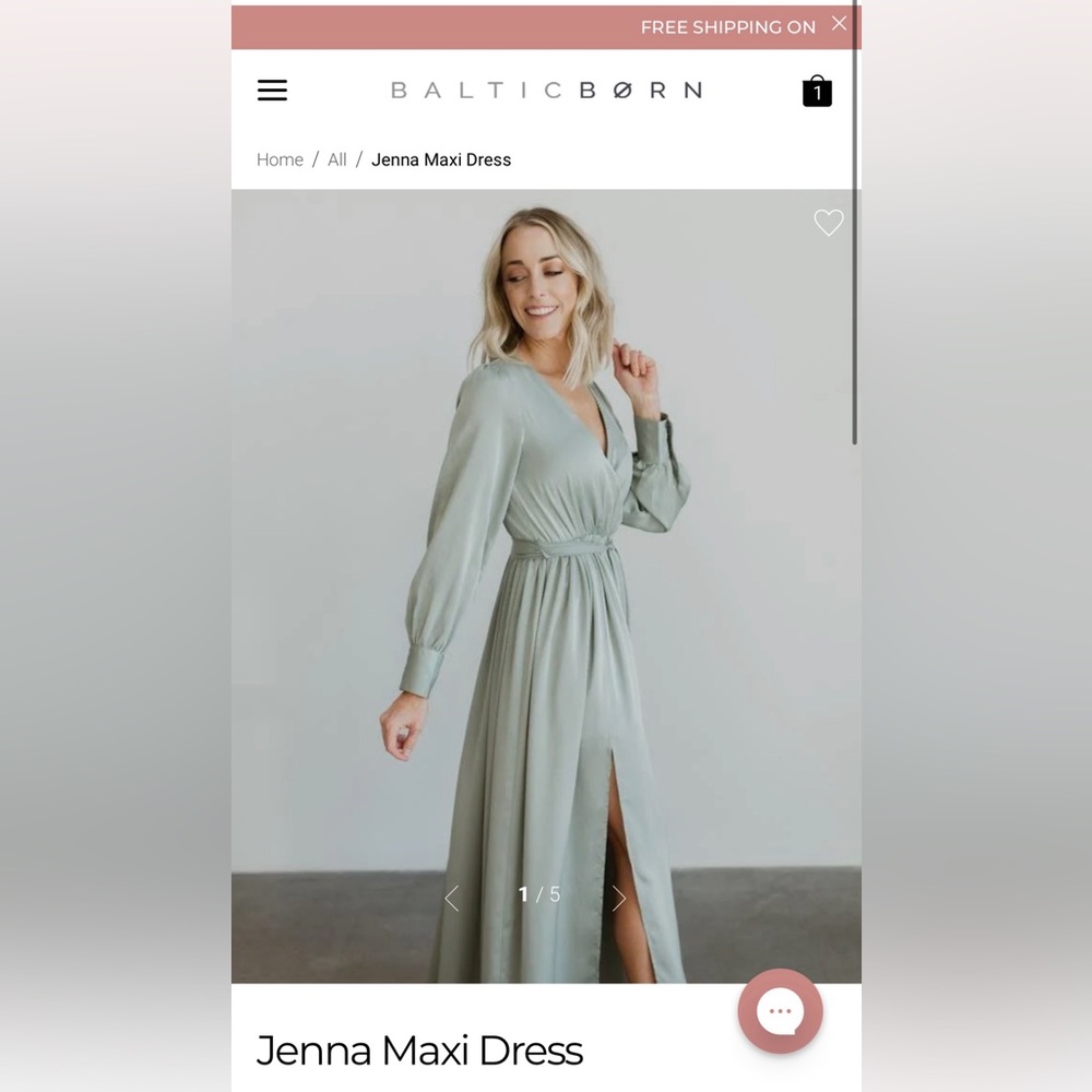 Jenna Maxi Dress | Baltic Born | Sage | Satin | Green | S- Small | Bridesmaid